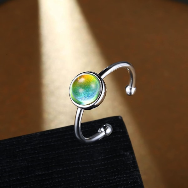 Temperaturkänslig utbytbar ring i sterlingsilver - Minimalistisk delikat stämningsring