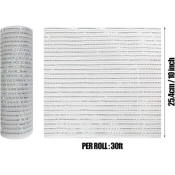 Juledekor Mesh 10 Tommer x 30 fot, Mer Bredde Metallisk Folie Mesh Stoff,