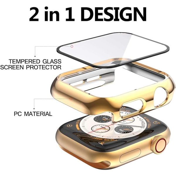 2 kpl 42 mm karkaistua lasia näytönsuojakotelo Apple Watch Series 3 2 1 42 mm:lle, pinnoitettu kova PC täysi peitto HD iskunkestävä Iwatch-puskuri (Go