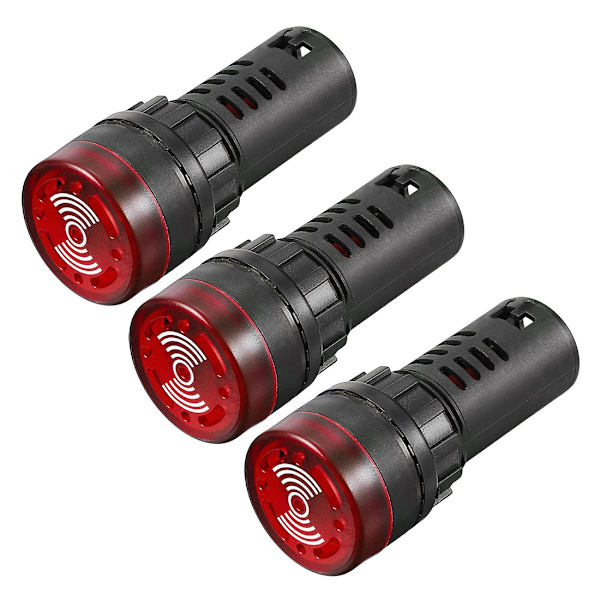 3st röd indikatorlampa med summer AC/Dc 24V, 22Mm