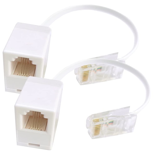 2 Pcs RJ45 to RJ11 Converter Telephone Adaptor