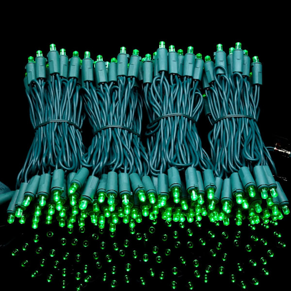 Grønne LED-julelys med bred vinkel og grøn ledning, 66 fod 200 stk. UL-certificeret kommerciel kvalitet 5 mm ferielys-sæt (grøn) Grøn