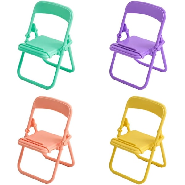Mini Stol Sammenklappelig Mobiltelefonholder, 4 stk. Bærbar Sjov Sød Mobiltelefonholder Kompatibel med Smartphone/Telefon/Pad/Tablet/E-læsere, 4 Candy