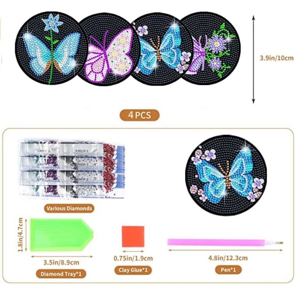 4 st Diamond Painting Coasters: DIY Craft Kits