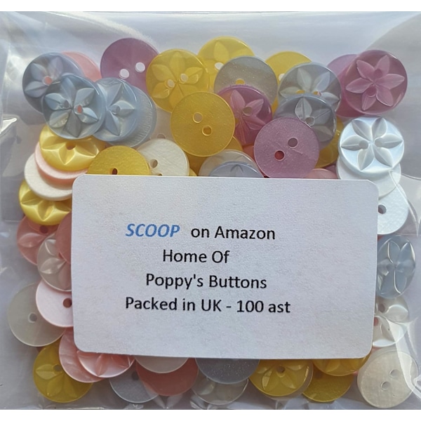 Blandet Baby Star Knapper (100 Knapper) - Regnbue Runde Knapper