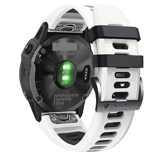 Til Garmin Fenix 5x Plus 26mm Silikone Sports Tofarvet Rem UXK White-Black