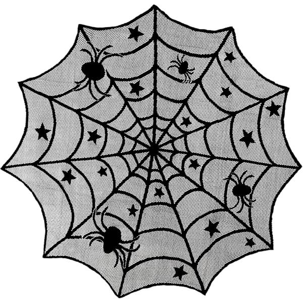 3 st Halloween spetsduk spindelnät bordsduk spis mantel bordslöpare rund spindelnät bordsöverdrag topper för Halloween hemfest ecor Sty Sty