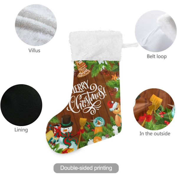 Julklapp, Personliga Julklappsstrumpor 2-pack Jultomten Snögubbe Pepparkaka 45,7 cm Julstrumpor Hängande Prydnad