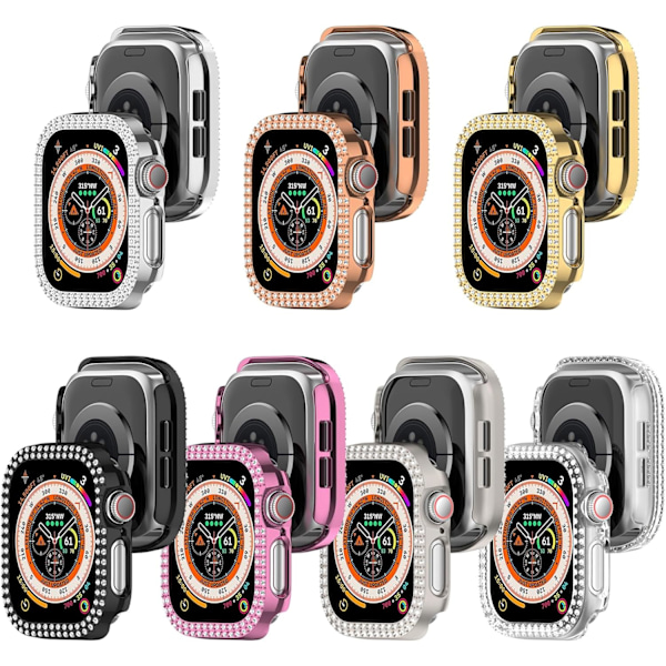 7 kpl Bling-kotelo, yhteensopiva Apple Watch Series 10 (2024) 42 mm 46 mm -kellon kanssa, Glitter-strassi-timantti suojakotelo iWatch Series 10 Smart W -kellolle