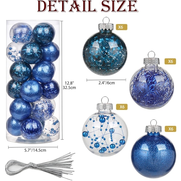 24 st julgranskulor 2,4'' krossäkra julgranskulor set