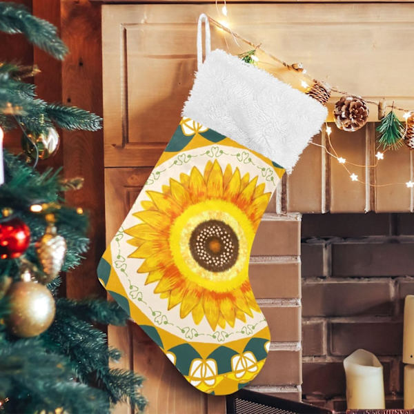 Julstrumpa, personliga julstrumpor 2-pack Solros Perlis Blomma 45,7 cm Julstrumpor Hängande Ornament Kamin för träddekoration