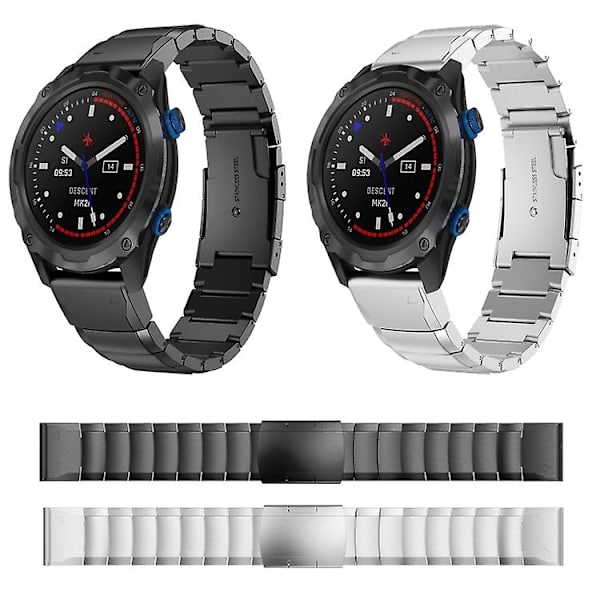 For Garmin Descent Mk 2 26mm Skildpadde Skal Rustfrit Stål Urrem OQK Sliver