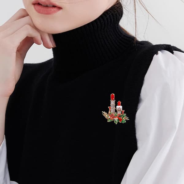 Julebrocher til kvinder Emalje Krystal Rhinestone Juletræsbroche Mode Søde Slikbroche Tilbehør Julepynt til jul