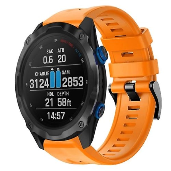 För Garmin Descent Mk 2i Metal Buckle Solid Color Silikon Armband HDY Orange