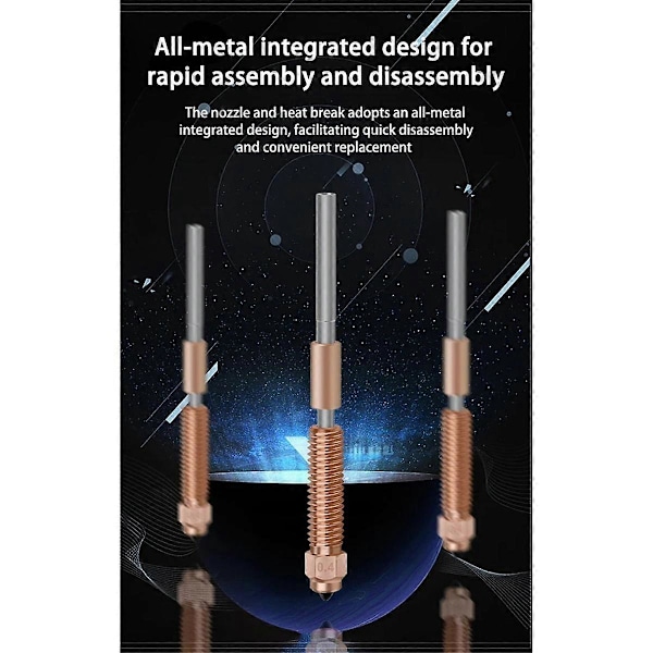 K1C 3D-skrivartillbehör, munstycke i koppar- och härdat stål, snabbkopplingsmunstyckesats för Ender3v3/K1Max/K1C