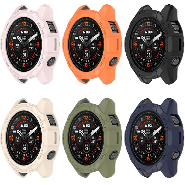 [6-pack] Skal för Garmin Fenix 7X Pro/Epix Pro 51mm Klockskal Ersättning TPU Slim Sleeve Skydd Armor Anti-Repa Bezel Silikonband Skydd
