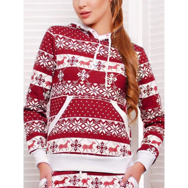 Kvinnors julpyjamas, långärmad pyjamas set, tvådelad sovkläder,