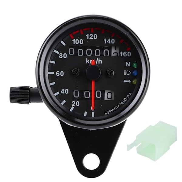 Universal Motorcycle Speedometer Indicator Gauge (Double Display, Black)