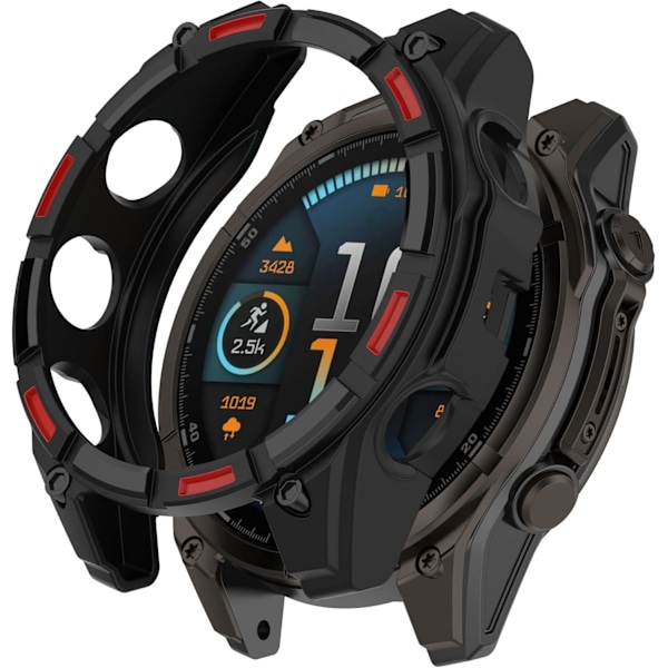 Beskyttelsescover Kompatibelt med Garmin Fenix 8 47mm (Ikke Fenix 8 47mm Solar) Blødt TPU Beskyttelsesetui Smart Watch Tilbehør (Sort) Sort