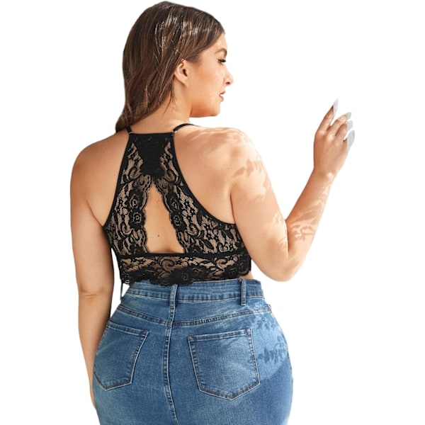 Kvinnors Plus Size Blommig Spets Longlne Bralette Cut Out Underkläder Camisole