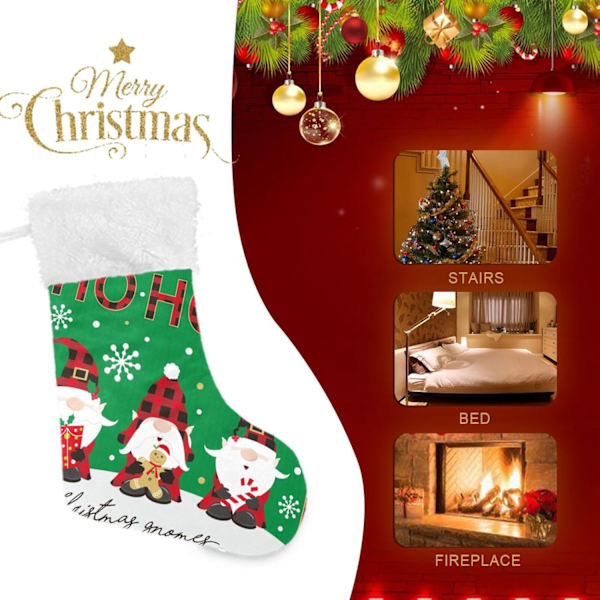 Julklapp, personliga julklappsstrumpor 2-pack Jultomte Julgran Buffelrutig 45,7 cm Julstrumpor Hängande Prydnad