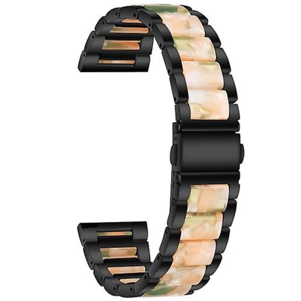 For Huawei Watch 3/3 Pro/garmin Venu 2 22 mm Universal tre-perler rustfritt stål + harpiks klokkebånd QCE Black-Pink Green