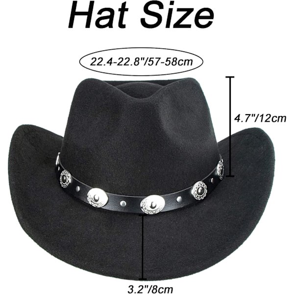 Western Cowboy Hat til mænd og kvinder Klassisk Roll Up Fedora Hat med spænde bælte