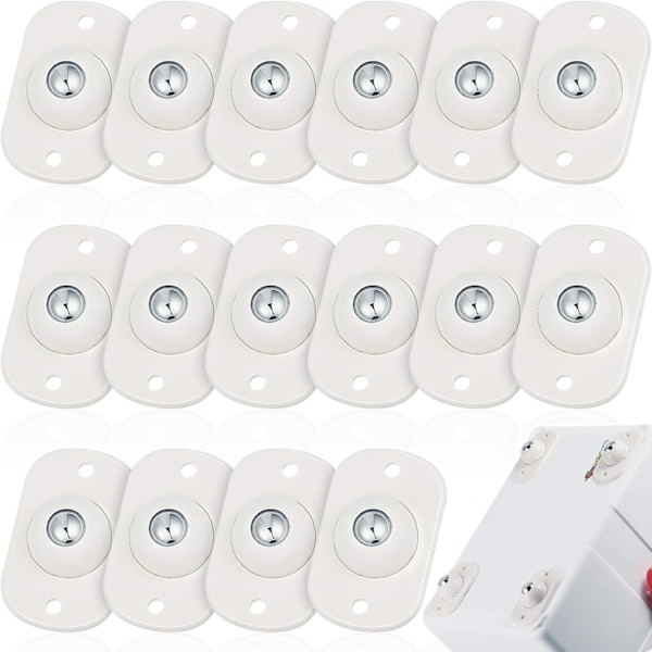 Self Adhesive Caster Wheels - Mini Swivel Wheels (16 Pieces, White)