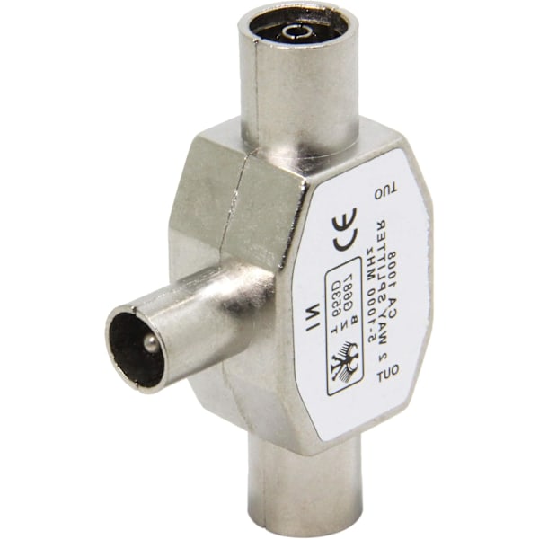 TV-antenne koaksial splitter - 2-vejs 1 han til 2 hun adapter