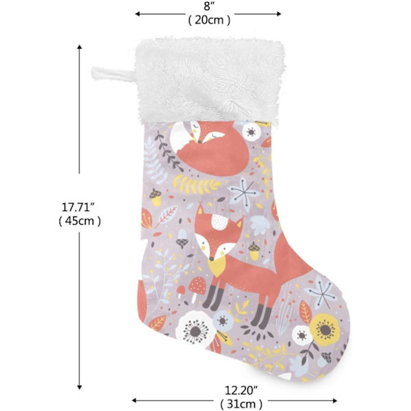 Julklapp, personliga julklappsstrumpor 2-pack Räv Skog Djur Barn 18 tum Julstrumpor Hängande Ornament Eldstad för Träd Dekoration