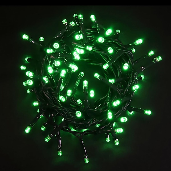 LED Grønne Julelys - Mini Grønne Lyskæde Stik i, 8 Tilstande Udendørs Grønne Julelys til Træ St. Patrick's Day Fest Sort