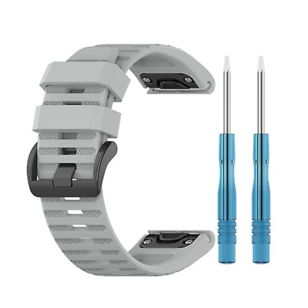 Til Garmin Fenix 6 22mm Smart Watch Quick Release Silikonurrem TSC Grey