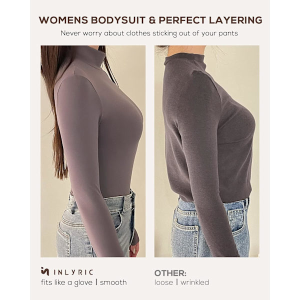 Kvinnors långärmade body med mock turtleneck toppar tröjor termisk underkläder