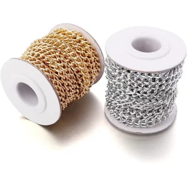 16,4 fot aluminium kantkedjor 10,5x7,8x2 mm Twisted Links Cross Cable