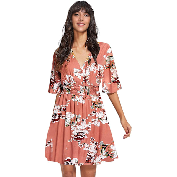 Kvinde Boho Knappet Op Split Blomster Print Flydende Festkjole