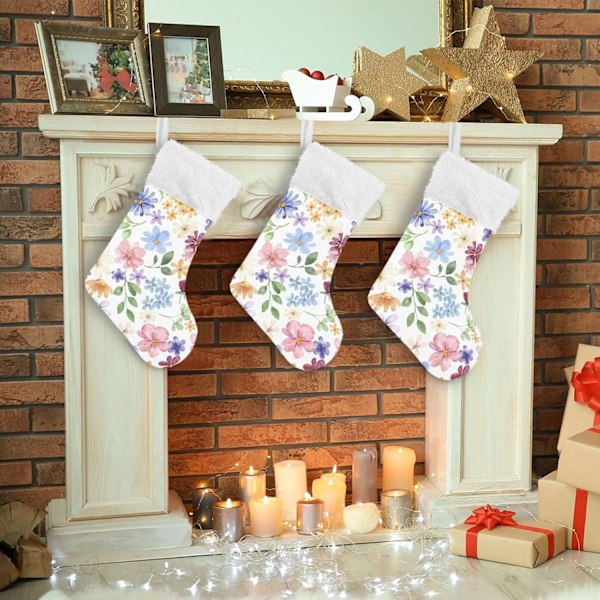 Julklapp, personliga julklappsstrumpor 2-pack Vild blomma Ros 45,7 cm Julstrumpor Hängande Ornament Eldstad för träddekoration