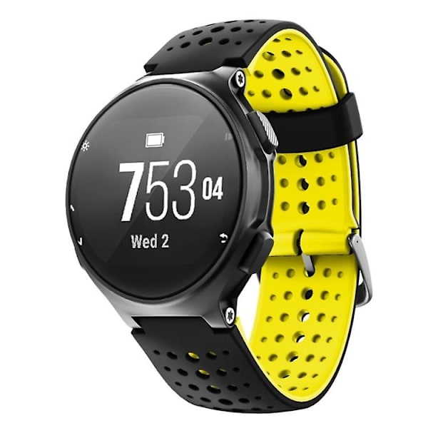 For Garmin Forerunner 220 To-farvet silikoneurrem ZQB Black Yellow