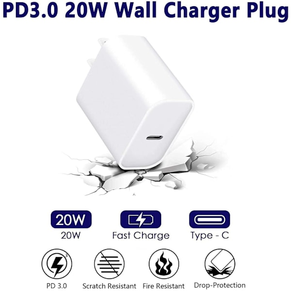iPhone Hurtigoplader [Apple Mfi-certificeret] 2-pak 20W Pd USB
