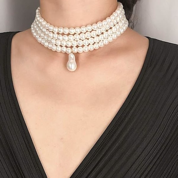Perle Chokers Multi-Layer Perlehalskæde Multi-Strand Perle