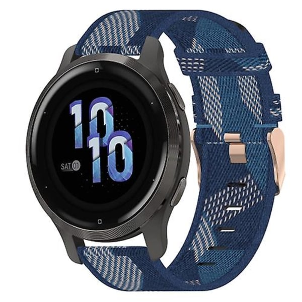 För Garmin Venu 2s 18mm Nylon Woven Watch Band QSV Blue