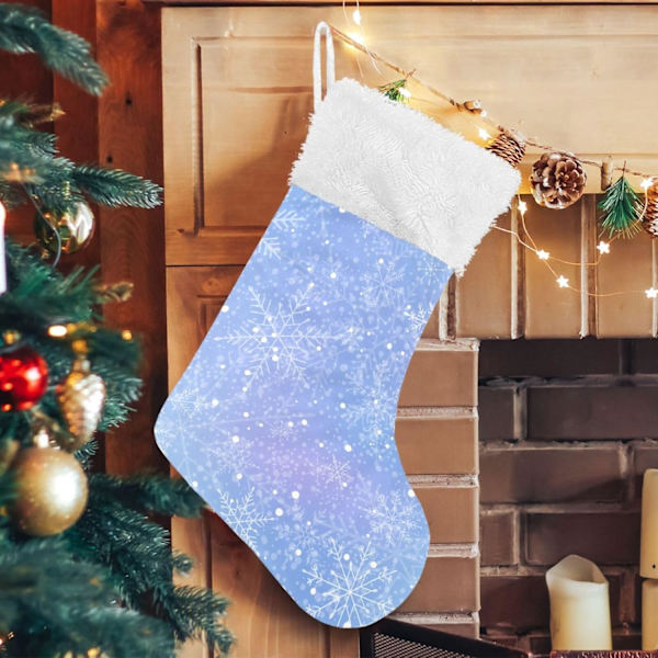 Julklapp, Personliga Julklappsstrumpor 2-pack Vinter Jul Snöflingor 45,7 cm Julstrumpor Hängande Ornament Eldstad för