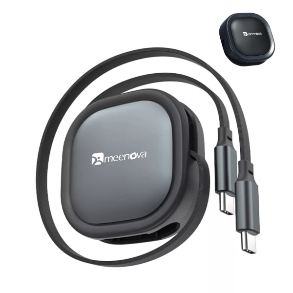 Indtrækkeligt USB C-kabel, Mini 60W USB C til USB-C PD Hurtigopladning + Apple Watch-oplader, 2 i 1 USB C til Ligh-tning Rejseopladerkabel