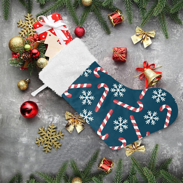 Julklapp, personliga julklappsstrumpor 2-pack Lollipop Snöflinga 45,7 cm Julstrumpor Hängande Ornament Kamin för träddekoration