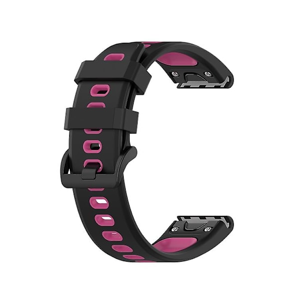 22mm Snabbkoppling Tvåfärgad Silikonklockarmband För Garmin Fenix 7 / Epix UWS Black Rose Red