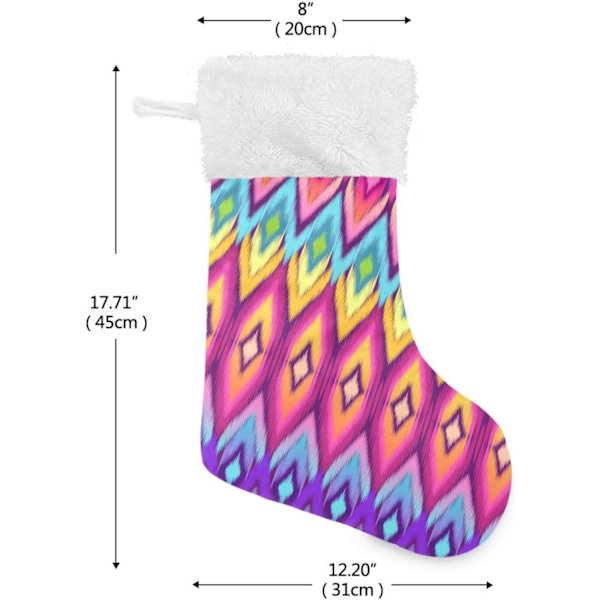Jule-Strømpe, Personlige Jule-Strømper 2-pak Aztekisk Geometrisk Regnbue 45,7 cm Jule-Strømper Hængende Ornament Pejs til Træ