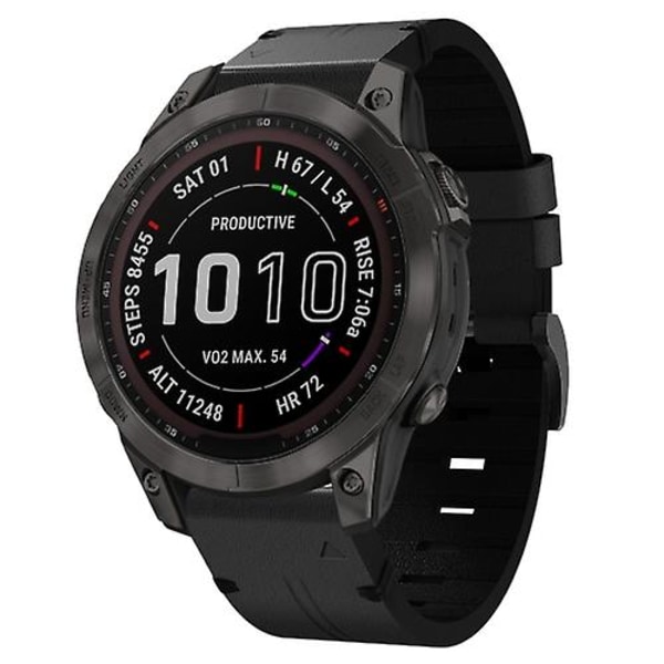 For Garmin Fenix 7 22mm Læder Stål Spænde Urrem HBU Black