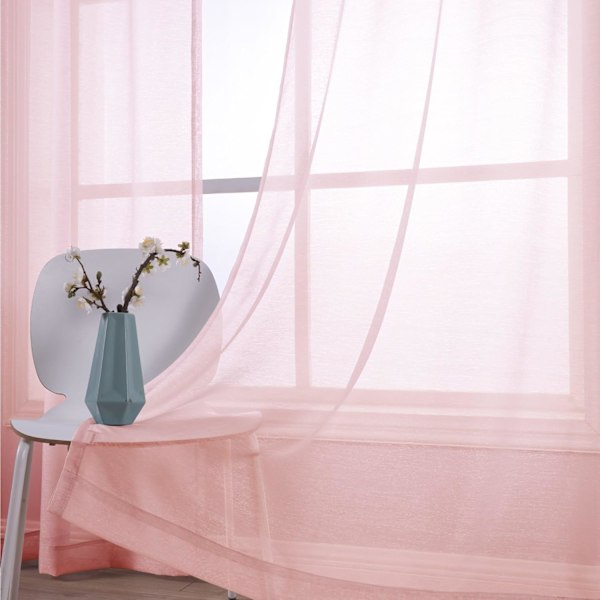 Blush Rosa Gardiner for Jenterom, Transparent Bohemske Gardiner for Barnerom, 84\" Lange, Lys Grå Rose