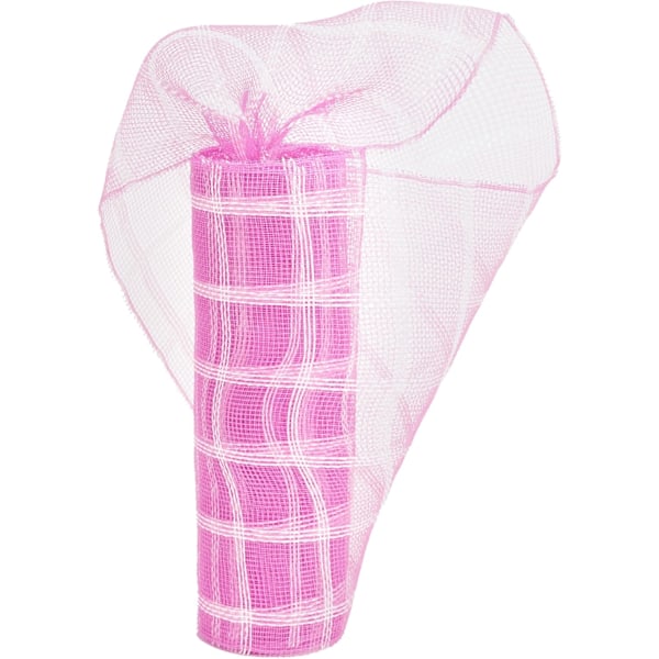 Pink og hvidt ternet Deco Mesh 10 tommer Pink Hvidt ternet Mesh Bånd Stof Mesh