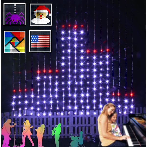 OnO Juledekorasjoner Led Gardinlys - 2022 Oppgradering - 6,6x6,6ft - 400 LED Twinkle Fairy String Light for Soverom - APP Fjernkontroll RGB
