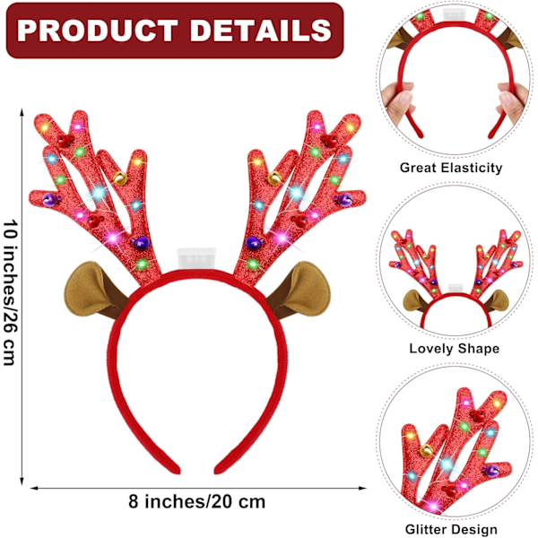 8 st ljusa julhuvudband LED ren julhuvudband jul